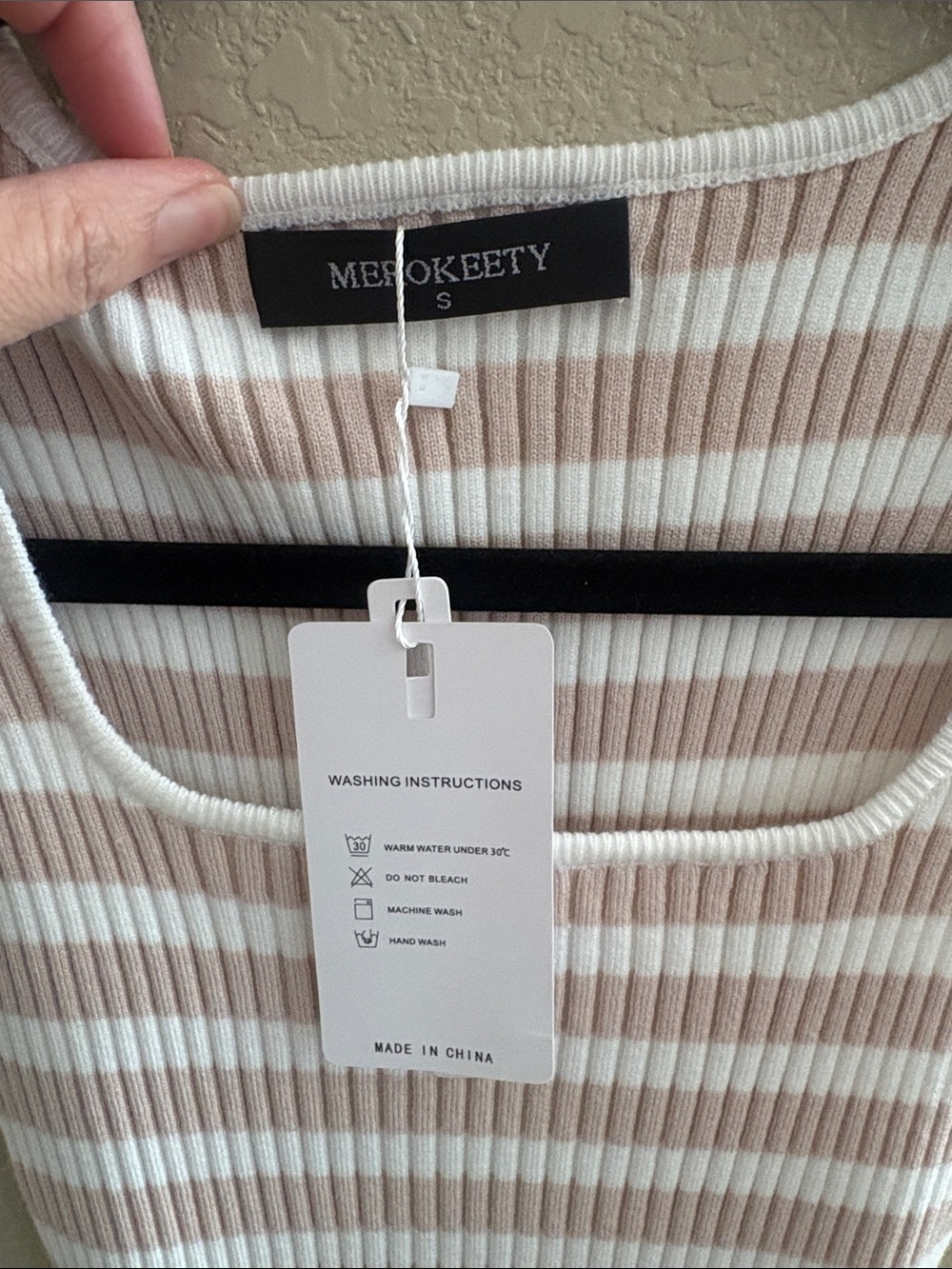 Striped Ribbed Tank Top - Cream & Tan - Picture 2 of 6